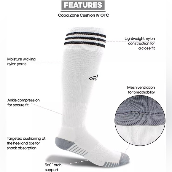 ADIDAS Copa Zone Cushion IV Soccer OTC Socks - Picture 4 of 8
